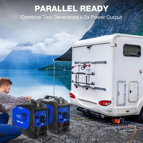 Miniatura 6 de BILT HARD Generador de gas de 2500 W, generador inversor silencioso de 4 tiempos de 80 cc con sensor de CO, listo para paralelo, receptáculo dúplex