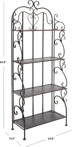 Miniatura 3 de SAFAVIEH Tyrique - Estante de hierro forjado victoriano rústico marrón rústico de 4 niveles, soporte de metal para plantas, estante para panadero