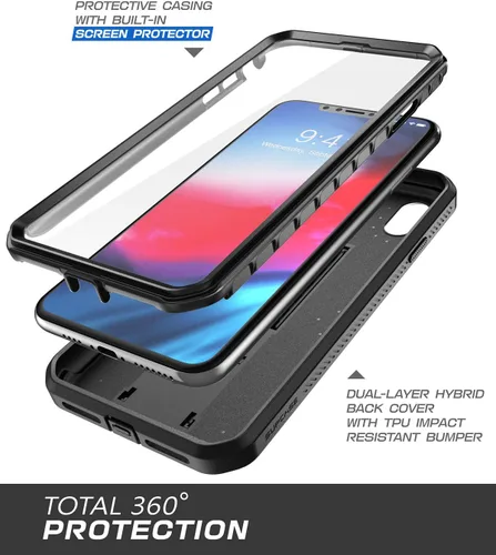 Miniatura 3 de SUPCASE Unicorn Beetle Pro Series - Funda antigolpes diseñada para iPhone XR, con protector de pantalla integrado de cuerpo completo, la funda Negro