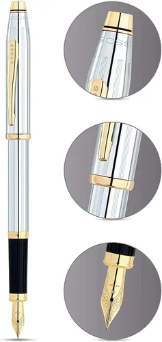 Miniatura 48 de Cross Century II - Bolígrafo de punta Selectip, lacado negro con detalles chapados en oro de 23 quilates