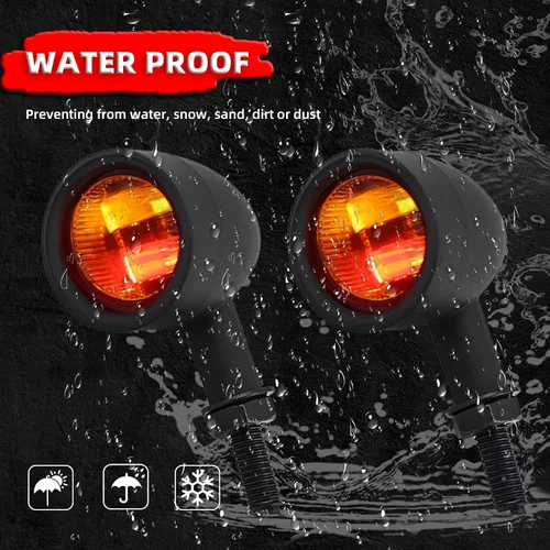 Miniatura 6 de FATECIM 2 luces LED de señal de giro para motocicleta, luces de conducción de alta resistencia, intermitentes traseros para Bobber Harley, Honda