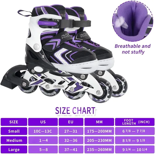 Miniatura 5 de Nattork Patines en línea ajustables para niñas y niños con ruedas completamente iluminadas, patines en línea para principiantes para niños y jóvenes