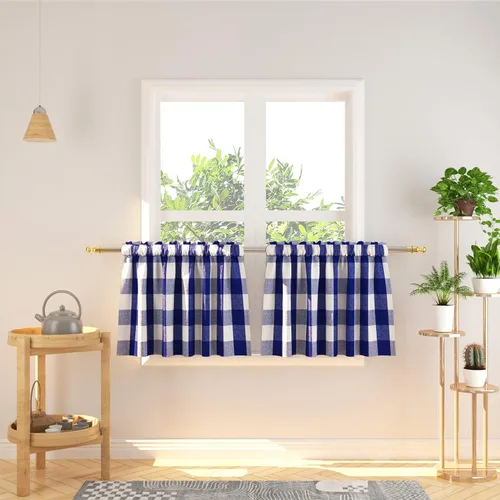 Miniatura 224 de Cenefas de cortina para ventana de 16 pulgadas de largo, 2 paneles de cuadros búfalo, cortinas pequeñas con bolsillo para barra, estilo clásico