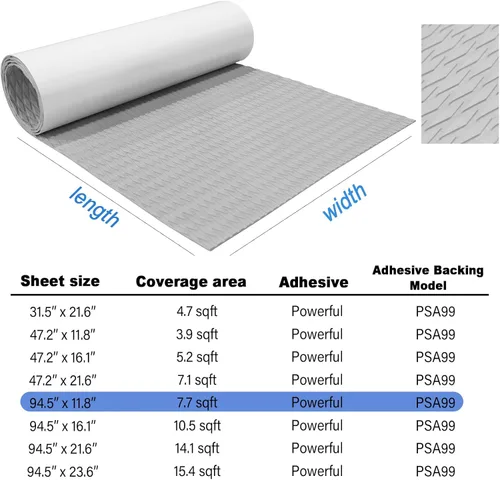 Miniatura 7 de HZshark EVA Foam Boat Decking Sheet Universal DIY Surfboard Traction Pad Non-Slip Grip Mat Trimmable Sheet for Kayak RV Yacht Pool Skateboard Gris