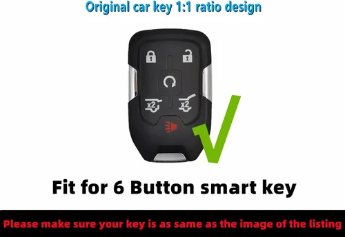 Miniatura 3 de REPROTECTING Funda de goma de silicona para llavero compatible con Chevrolet Suburban Tahoe GMC Yukon Yukon XL HYQ1AA 2014-2021