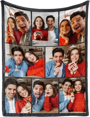 Miniatura 12 de MeMoShe Manta personalizada de felpa con foto para regalo de cumpleaños para novio o novia 40x50 pulgadas, manta personalizada con imagen, regalos