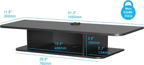 Miniatura 3 de FITUEYES Soporte de TV montado en la pared, soporte de consola multimedia: estante de almacenamiento de TV de 41.3 pulgadas, estante