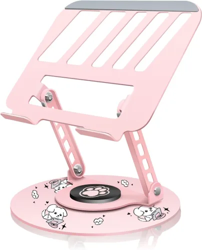 Miniatura 11 de Soporte giratorio de 360° para tablet – Rosa Doble eje giratorio ajustable, diseño plegable Se adapta a iPads y tabletas de hasta 13 pulgadas