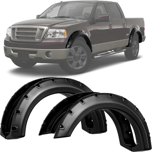 Kit de guardabarros LEDKINGDOMUS Compatible para Ford F150 Styleside 2004-2008, Lincoln Mark LT 2006-2008, material Dura-Flex acabado negro