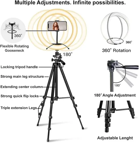 Miniatura 3 de Acuvar Kit de vlogging premium de 9 piezas para iPhone, Android y cámaras, micrófono, soporte de trípode y luz LED, paquete de YouTube, TikTok