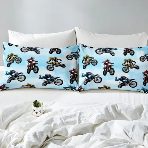 Miniatura 4 de Erosebridal Juego de ropa de cama de motocross tamaño individual, juego de edredón deportivo extremo para niños y adolescentes, edredón acolchado
