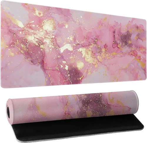 Miniatura 13 de Alfombrilla de mouse XXL para juegos grande, color rosa Sakura Death Life, alfombrilla de escritorio extendida, base de goma antideslizante de 35.4