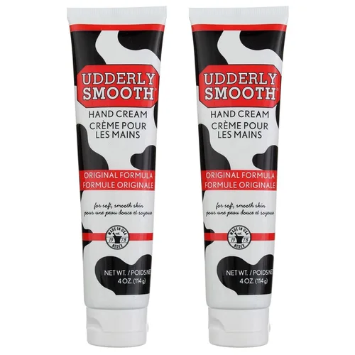 Udderly Smooth Crema de manos, fórmula original para piel áspera y seca, hidratación rápida de 24 horas, 4 onzas (paquete de 2)