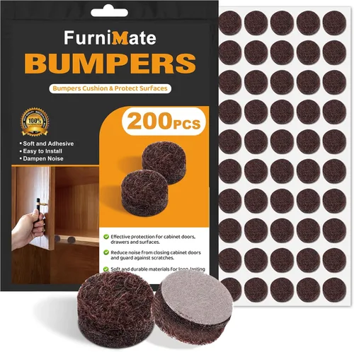 Topes de fieltro para puertas de gabinete - Almohadillas pequeñas de fieltro para puertas de gabinete, 3/8" de diámetro 200 piezas, 5 mm de grosor