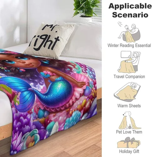 Miniatura 3 de Regalos de sirena para niñas africanas, manta de bebé personalizada con nombre para bebés recién nacidos, manta personalizada para niñas negras