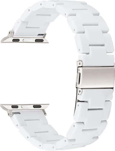 Miniatura 2 de Compatible con Apple Watch Band de 1.614 in, 1.575 in, 1.496 in o 1.929 in, 1.772 in, 1.732 in, 1.654 in, correa de repuesto de resina ligera Blanco