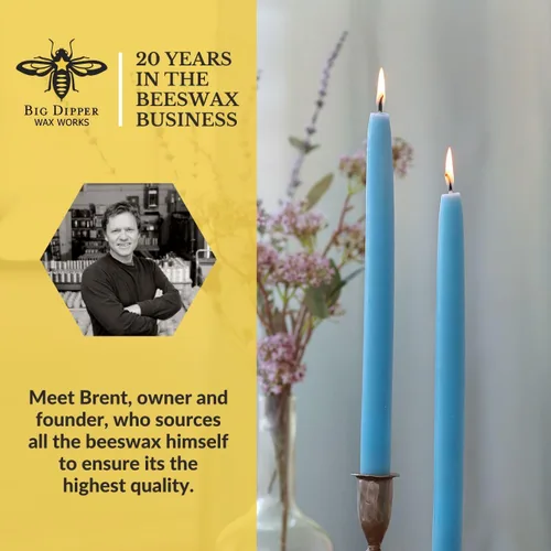 Miniatura 2 de Big Dipper Wax Works Velas cónicas de cera de abeja bañadas a mano color azul cielo, 12 x 7/8 pulgadas, paquete de 2, cera de abeja 100% pura, larga