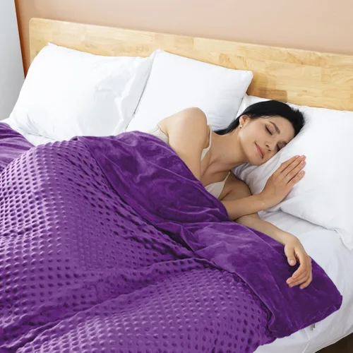 Miniatura 33 de Yescool - Manta con peso para adultos (15 libras, 60 x 80 pulgadas, azul), manta de enfriamiento pesada para dormir, 140-160 libras, manta