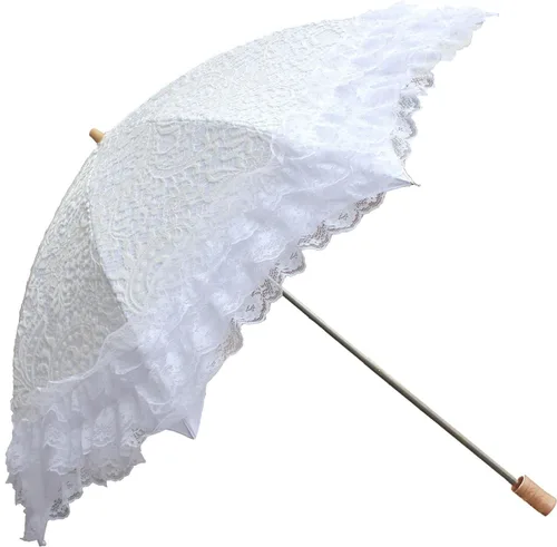Honeystore Paraguas vintage 2 plegable nupcial boda encaje sombrilla decoración