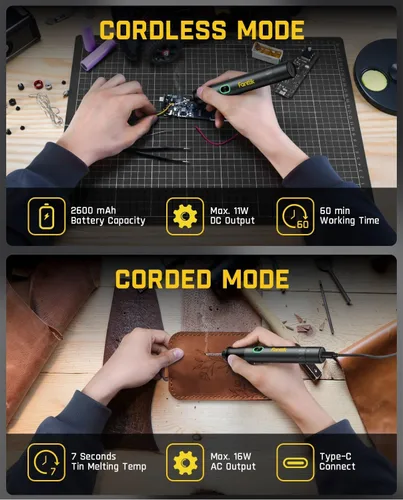 Miniatura 3 de Kit de soldador Fanttik T1 Max, soldador inalámbrico, calentamiento rápido de 7 segundos (390°F-840℉), auto-descanso, 4 puntas de soldadura