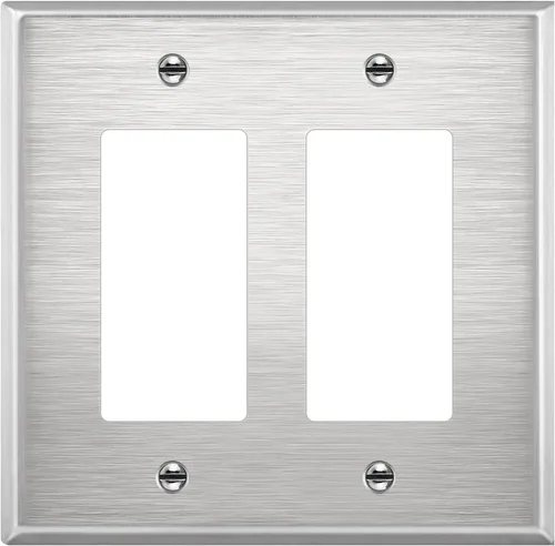 Miniatura 17 de ENERLITES Placa de pared metálica decorativa para receptáculo o interruptor, acero inoxidable 201, resistente a la corrosión, tamaño 2-Gang 4.50" x