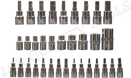 Miniatura 2 de VCT Juego de brocas Torx y E-Socket de 35 piezas con estuche con brocas de acero industriales S2