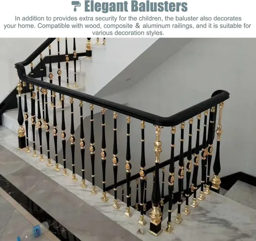 Miniatura 6 de CMYUN Husillos de balaustre de aluminio para interiores, elegante juego de barandillas comerciales para escaleras con zapatos, barandillas redondas