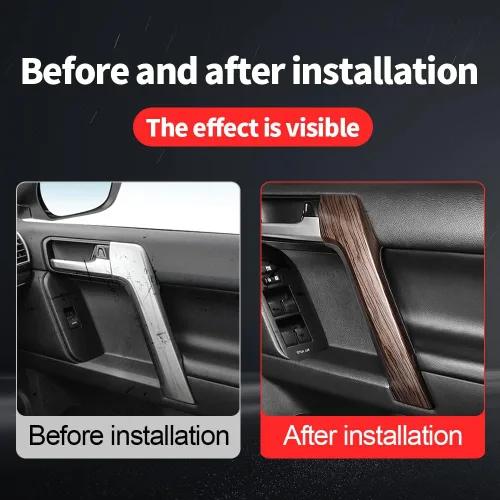 Miniatura 3 de Manija de puerta con textura de madera para Toyota Land Cruiser Prado 150, panel de elevación de ventana Lc150 2010-2022, accesorios