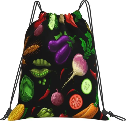 Miniatura 2 de Drawstring Gym Bag Sports Sackpack String Bag for Yoga Travel Swim-Healthy Vegetables Drawstring Backpack for Men Women
