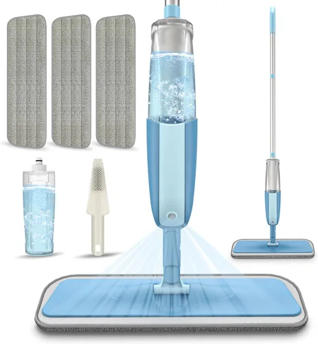 Trapeadores húmedos en aerosol para limpieza de suelos de madera dura: mopa MEXERRIS con 3 almohadillas lavables para Swiffer Powermop - Trapeador