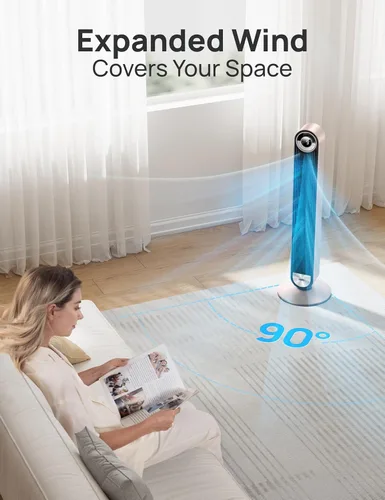 Miniatura 4 de Dreo - Ventilador de torre para dormitorio, ventilador oscilante de pie de 90° con velocidad de 28 pies por segundo, silencioso de 25dB para dormir
