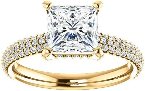 Miniatura 4 de IGI - Anillo de compromiso de talla princesa blanca de 2.55 quilates con certificación IGI en oro rosa amarillo blanco de 14 quilates para mujer