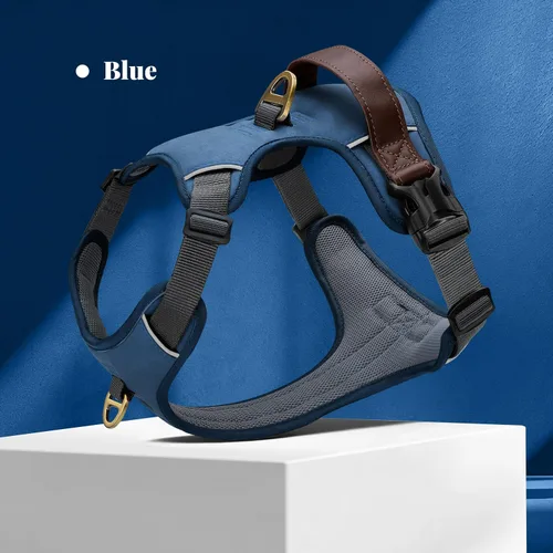 Miniatura 8 de Arnés para perro sin tirones de tamaño pequeño, elegante chaleco de piel sintética con asa de fácil control, clip frontal sin estrangulamiento con 2