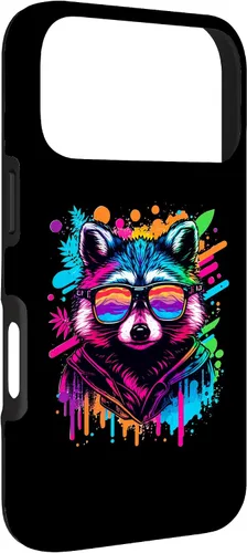 Miniatura 3 de Rainbow Raccoon Sunglasses Vaporwave Synthwave Retrowave Case for iPhone 17 Pro
