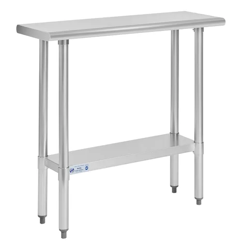 Miniatura 13 de Mesa de acero inoxidable para preparación y trabajo, con ruedas giratorias, mesa resistente, comercial NSF, con estante inferior y protector