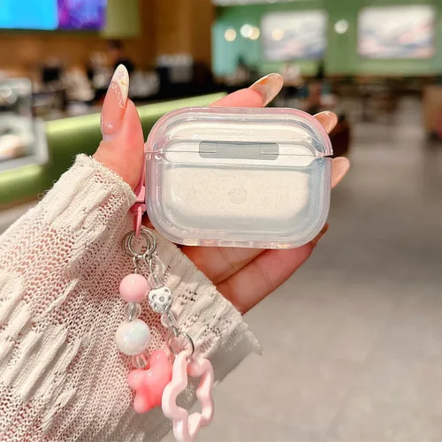Miniatura 8 de Funda para Airpod Pro 2, bonita mariposa con purpurina 3D con llavero de estrella, funda protectora de TPU transparente compatible con AirPods Pro