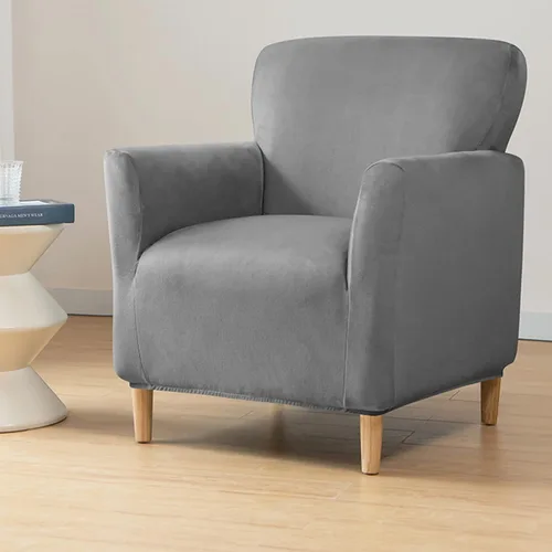 Miniatura 2 de Funda para sillón de color liso, funda de terciopelo de felpa para sillón, fundas gruesas y lavables para sala de estar y dormitorio, color beige