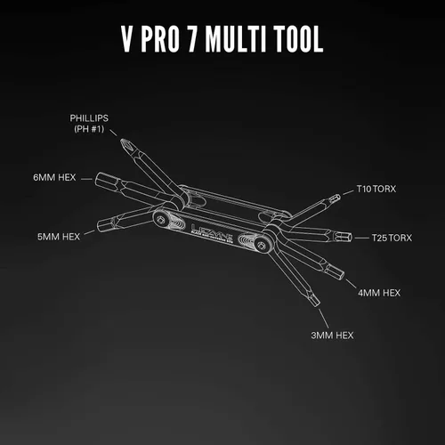 Miniatura 4 de LEZYNE V PRO 7 - Multiherramienta para bicicleta Brocas de vanadio anticorrosión, hexagonales 3/4/5/0.236 in, cabeza cruzada, T10/T25 Torx