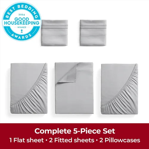 Miniatura 4 de Mellanni Sábanas extra profundas tamaño King – Ropa de cama de 5 piezas de la colección Iconic Collection – Lujosas y ultrasuaves – Sábanas 1364