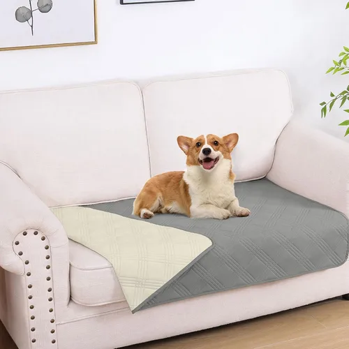 Miniatura 59 de hyha Manta impermeable para perros, manta reversible para cama de mascotas, funda suave para sofá/sillón lavable para perros, fundas impermeables