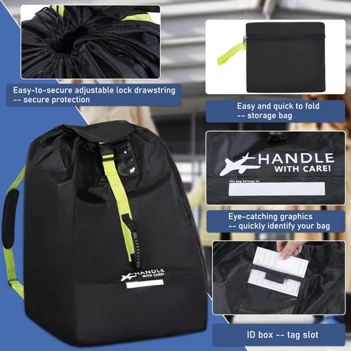 Miniatura 6 de Bolsa de viaje para asiento de automóvil para avión, se adapta a asientos de automóvil infantiles, asientos convertibles, asientos elevadores, bases