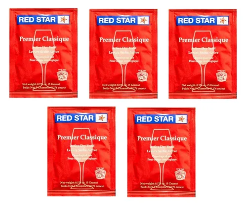 North Mountain Supply -RS-PC-5 Red Star Premier Classique - Levadura de vino - Paquete de 5 - Con garantía de frescura North Mountain Supply