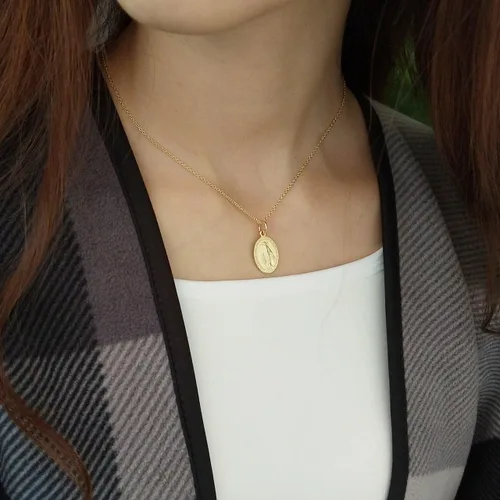 Miniatura 5 de Colgante de plata de ley 925 con diseño de Virgen María Cristiana y chapado en oro
