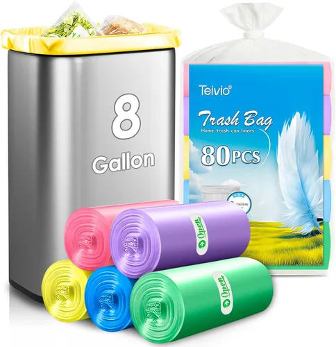 Miniatura 16 de Bolsas de basura pequeñas de 3 galones 120 unidades Bolsas de basura fuertes y coloridas, bolsas de basura pequeñas, forros para botes de basura