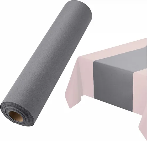 Miniatura 8 de Camino de mesa desechable para mesa de comedor, 16 pulgadas, paquete de 20 caminos de mesa de papel rosa similar al lino para fiestas, bodas