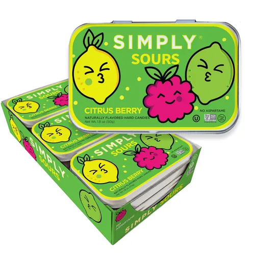Miniatura 15 de SIMPLY Sours - Latas de caramelo agrio de bayas cítricas (paquete de 3), veganas, sin OMG, sin jarabe de maíz, sin colores ni sabores artificiales