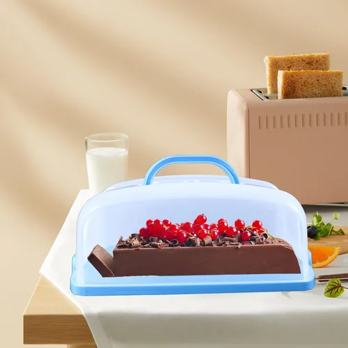 Miniatura 8 de Porta magdalenas 2 en 1 con tapa, portador rectangular para tartas, contenedor de almacenamiento portátil grande para almacenar 12 cupcakes o 1 Azul