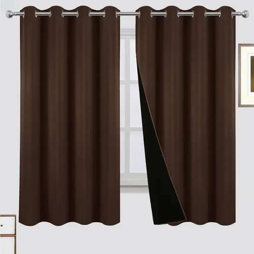Miniatura 14 de LEMOMO Cortinas 100% opacas de 52 x 95 pulgadas, 2 paneles de oscurecimiento con aislamiento térmico para dormitorio Negro