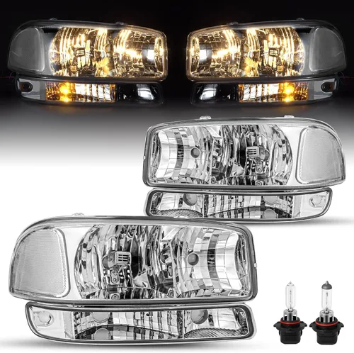 Miniatura 15 de JSBOYAT 4 PCS Compatible con 99-06 GMC Sierra 1500 2500 3500 Conjunto de Faros Delanteros de Reemplazo con Bombillas 00-06 GMC Yukon/Yukon XL
