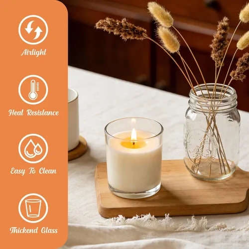 Miniatura 3 de SUPMIND Paquete de 15 Frascos de Velas de Vidrio, Recipientes para Velas Transparentes de 7oz con Tapas de Bambú y Etiquetas, Frascos de Velas